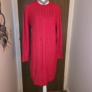 LOFT Vibrant Red Knit Sweater Dress
